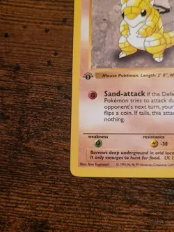 Pokemon Sandshrew Base Set 1st Edition Shadowless 62/102 NM - Image 4