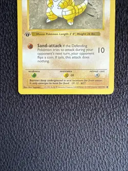 Pokemon Sandshrew 62/102 1st Edition Shadowless Base Set Card - Image 2