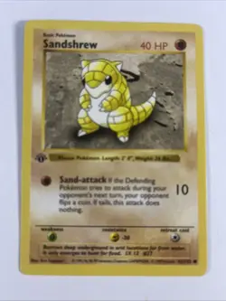 Pokemon Card Sandshrew Shadowless Base Set 1st Edition Common 62/102 - Image 1