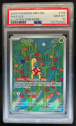 2025 Pokemon Mega Evolution Shuckle Illustration Rare #136/132 PSA 10 - Image 1