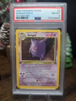 1999 Pokemon Fossil Gengar Holo 1st Edition PSA 8 NM-MT #5 - Image 1