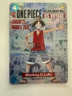 One Piece Monkey D. Luffy US Voyage College Basketball Card Rutgers - Image 1