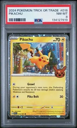 2024 POKEMON TRICK OR TRADE #018 PIKACHU PSA 8 - Image 1