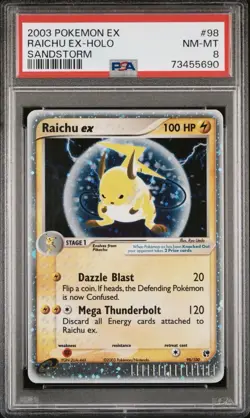 Pokemon Raichu ex 98/100 Sandstorm Holo PSA 8 - Image 1