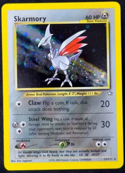 NM Skarmory 13/111 Neo Genesis Holo Swirl Unlimited Vintage WotC Pokemon TCG - Image 1