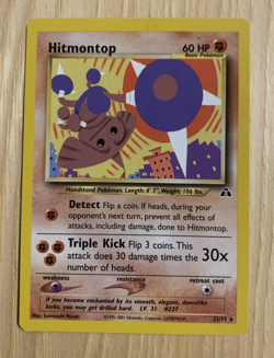 Hitmontop - 22/75 - Pokemon Neo Discovery Unlimited Rare Card WOTC LP - Image 1