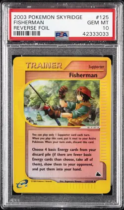 PSA 10 - 2003 Pokemon Skyridge Reverse Holo Foil - FISHERMAN - #125 Pop-22 - Image 1
