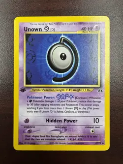 Unown [D] - 1st Edition - 47/75 Neo Discovery - Pokemon TCG - 2001 (LP+) - Image 1