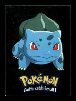 🦉 1999 Topps Pokemon Animation Series 1 E1 of 12 #01 Bulbasaur Foil Blue Logo - Image 1