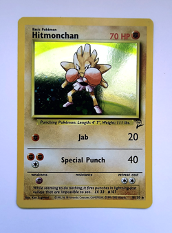 Pokemon Hitmonchan Holo 8/130 Base Set 2 WOTC Vintage Holo LP - Image 1