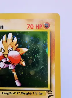Pokemon Hitmonchan Holo 8/130 Base Set 2 WOTC Vintage Holo LP - Image 3