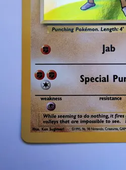 Pokemon Hitmonchan Holo 8/130 Base Set 2 WOTC Vintage Holo LP - Image 5