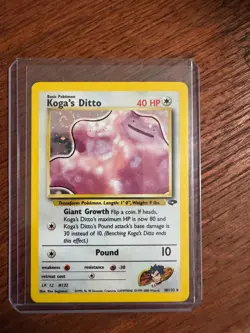 KOGA’S DITTO HOLO RARE Pokemon TCG WOTC 1st Edition Gym Challenge 10/132 Vintage - Image 1