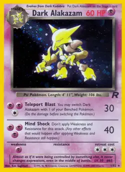 Dark Alakazam - 1/82 - Pokemon Team Rocket Unlimited Holo Rare Card WOTC NM - Image 1