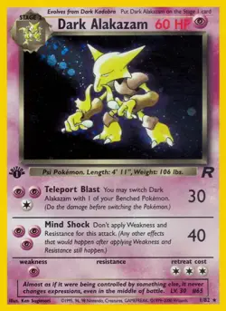 Dark Alakazam - 1/82 - Pokemon Team Rocket 1st Edition Holo Rare Card WOTC NM - Image 1