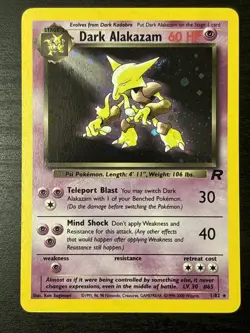 Dark Alakazam 1/82 Holo Rare Unlimited Team Rocket Pokemon Wotc Holo Swirl! Nm - Image 1