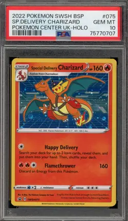 Pokemon Special Delivery Charizard P.M. Center UK Holo Promo SWSH075 PSA 10 - Image 1