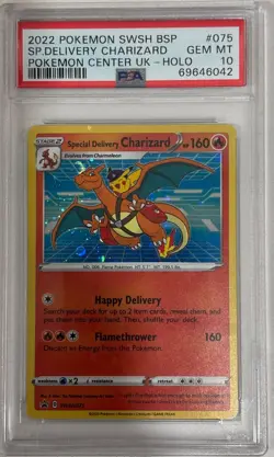 2022 Pokemon Center UK Special Delivery Charizard SWSH075 Promo Holo PSA 10 - Image 1