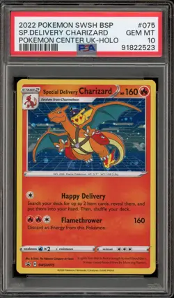 Pokemon Special Delivery Charizard P.M. Center UK Holo Promo SWSH075 PSA 10 - Image 1