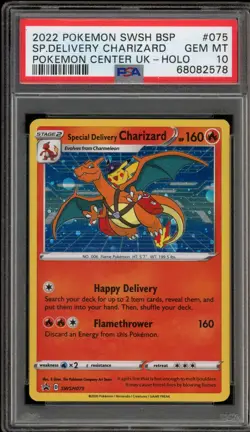 Pokemon Special Delivery Charizard P.M. Center UK Holo Promo SWSH075 PSA 10 - Image 1