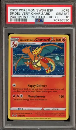 Pokemon Special Delivery Charizard P.M. Center UK Holo Promo SWSH075 PSA 10 - Image 1