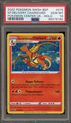 Pokemon Special Delivery Charizard P.M. Center UK Holo Promo SWSH075 PSA 10 - Image 1