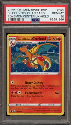 Pokemon Special Delivery Charizard P.M. Center UK Holo Promo SWSH075 PSA 10 - Image 1