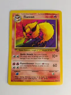 Pokemon Flareon 19/64 WotC Jungle Unlimited Regular Rare LP - Image 1