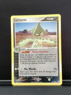 2007 Pokemon Prerelease Ex Power Keepers Cacturne Card 27/108 - Image 1