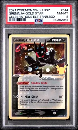 2021 POKEMON SWSH PROMO CELEBRATIONS ETB #144 GRENINJA-GOLD STAR PSA 8 - Image 1