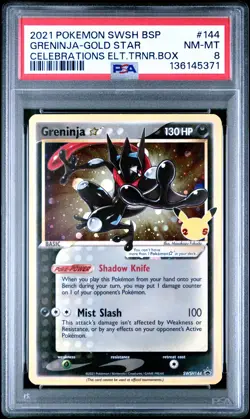 2021 POKEMON SWSH PROMO CELEBRATIONS ETB #144 GRENINJA-GOLD STAR PSA 8 - Image 1
