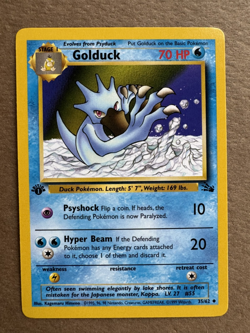 Golduck 35/62 Fossil 1st Edition Non-Holo Uncommon Pokemon Card NM+ - Image 1