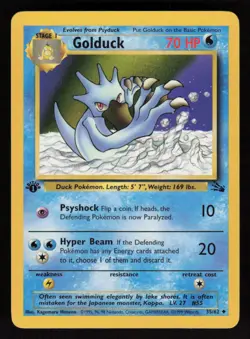 1st Edition Golduck 35/62 Uncommon Fossil VINTAGE WOTC Pokemon TCG Card - Image 1