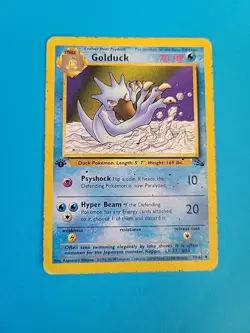 Pokemon Fossil Uncommon Golduck Card 1st Edition 35/62 HP - Image 1