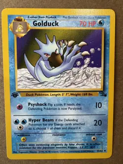 Golduck 35/62 Fossil 1st Edition Non-Holo Uncommon Pokemon Card NM+ - Image 1