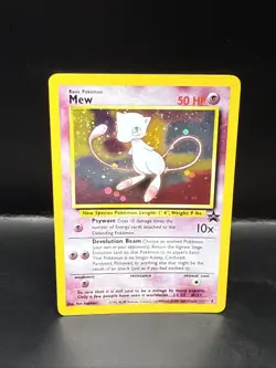 Pokemon TCG Mew 2000 WOTC Black Star Promo 9 Holo League Pokemon Card D Swirl - Image 1