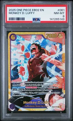 2025 One Piece EB02 Extra Booster Anime 25th Coll 061 Monkey D. Luffy PSA 8 Card - Image 1