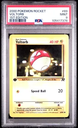 Pokemon Team Rocket VOLTORB #69/82 1st Edition PSA 9 Mint #105417376 - Image 1