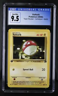 CGC 9.5 GEM MINT Voltorb 2000 Team Rocket 1st Edition 69/82 Pokemon Card - Image 1