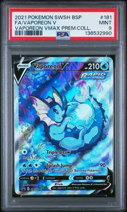 2021 POKEMON SWSH BLACK STAR PROMO #181 FULL ART/VAPOREON V PSA 9 - Image 1