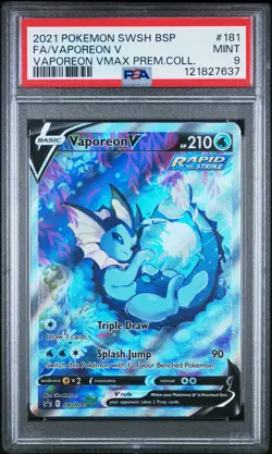 2021 POKEMON SWSH BLACK STAR PROMO #181 FULL ART/VAPOREON V PSA 9 - Image 1