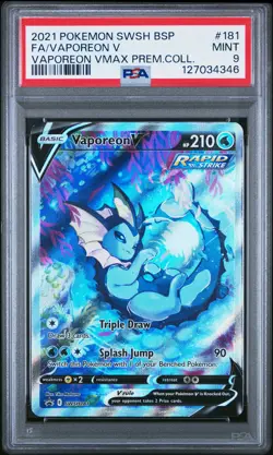 2021 POKEMON SWSH BLACK STAR PROMO #181 FULL ART/VAPOREON V PSA 9 - Image 1