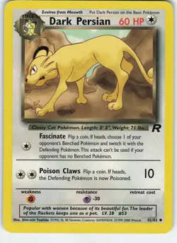 Dark Persian 42/82 Team Rocket Uncommon Unlimited LP/MP Pokemon TCG - Image 1