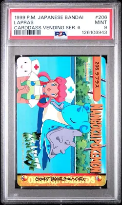 Pokemon Japanese Bandai Carddass Anime Collection #206 Nurse Joy Lapras PSA 9 - Image 1