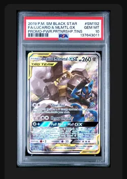 Lucario & Melmetal GX PSA 10 SM192 English Pokemon Card 2019 Tin Promo Alt Art - Image 3