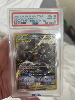 Lucario & Melmetal GX PSA 10 SM192 English Pokemon Card 2019 Tin Promo Alt Art - Image 1