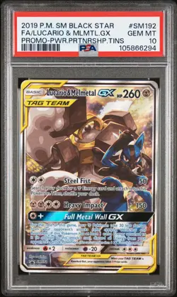 Lucario & Melmetal GX PSA 10 SM192 English Pokemon Card 2019 Tin Promo Alt Art - Image 1