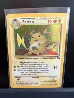 Pokemon Raichu Fossil Holo Rare 90HP Unlimited 14/62 English 1999 Card - Image 1