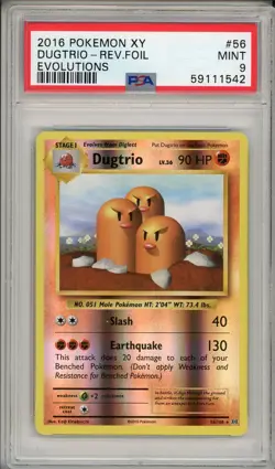 2016 Pokemon XY Evolutions Dugtrio Reverse Foil Holo #56 PSA 9 - Image 1