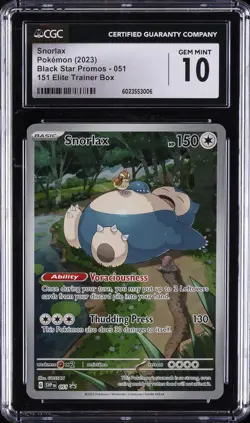 2023 POKEMON SVP BLACK STAR PROMO 151 ELITE TRAINER BOX #051 SNORLAX CGC 10 - Image 1